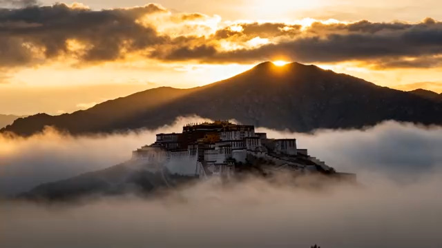  金色日出下的布达拉宫1170#横屏 	 