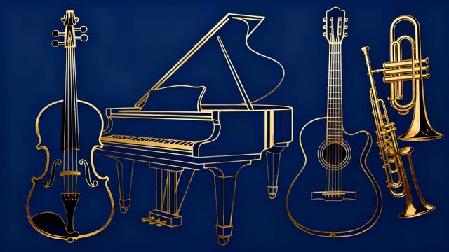  金色乐器蓝底循环1158#横屏 	 