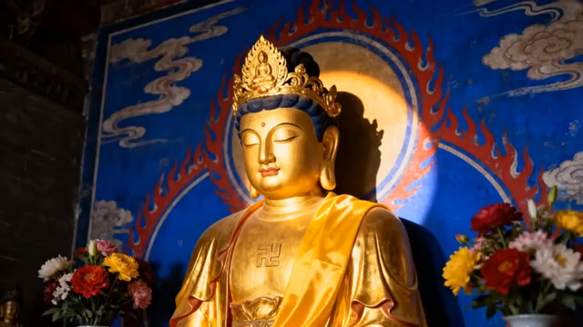  金色佛像特写镜头1148#横屏 	 