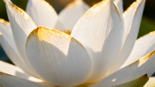  金色花边白莲花特写1151#横屏 	 