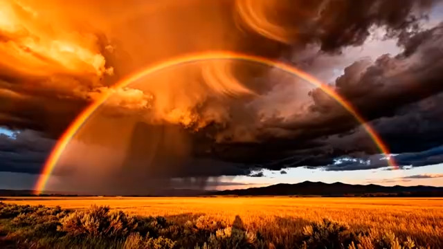  金色草原彩虹天空1139#横屏 	 -