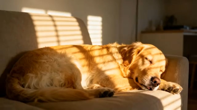  金毛犬沙发睡觉特写1127#横屏 	 -