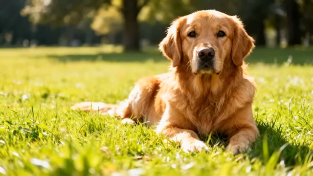  金毛犬草坪萌宠特写1126#横屏 	 