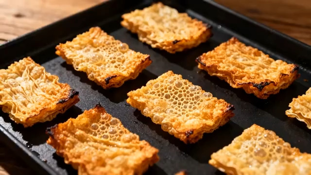  金黄蜂窝状酥脆点心1113#横屏 	 