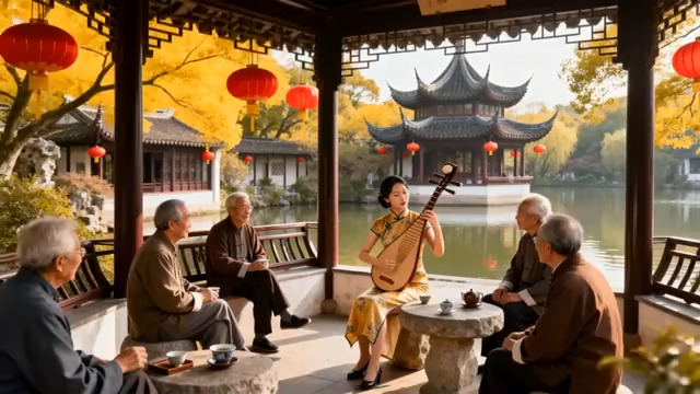  江南园林琵琶1092#横屏 	 