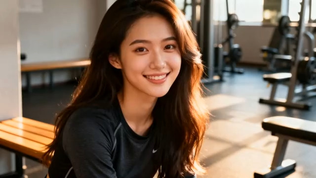  健身房元气少女微笑1081#横屏 	 