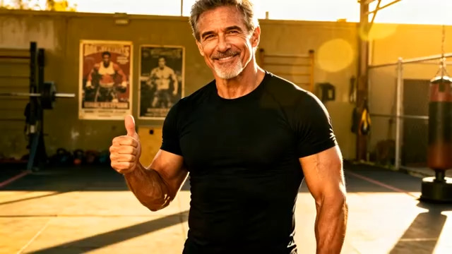  健身男性竖大拇指点赞1083#横屏 	 