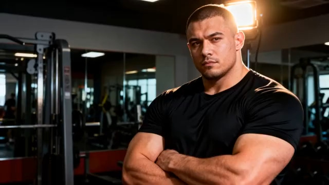  健身房肌肉型男特写1069#横屏 	 -