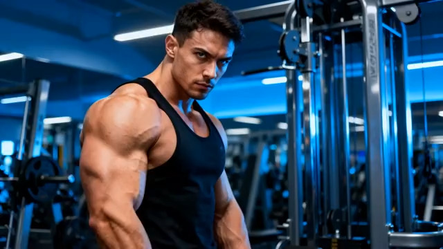  健身房肌肉型男展示1070#横屏 	 