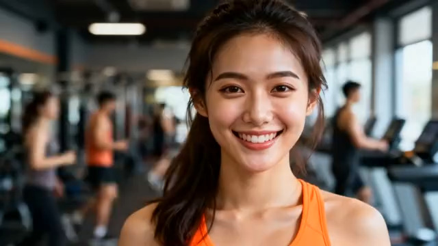  健身房活力女孩微笑1067#横屏 	 