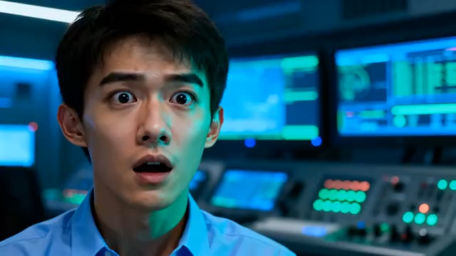  监控室操作员惊恐表情1059#横屏 	 