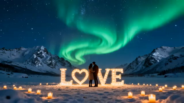  极光下的浪漫爱情1046#横屏 	 
