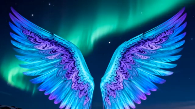  极光下的炫彩翅膀1047#横屏 	 