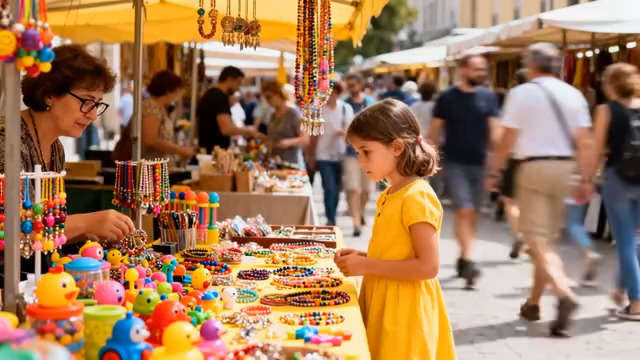  集市母女挑选小商品1054#横屏 	 