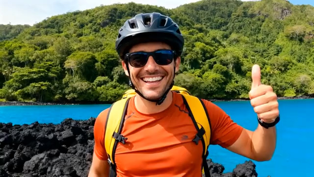  户外探险者竖大拇指点赞960#横屏 	 