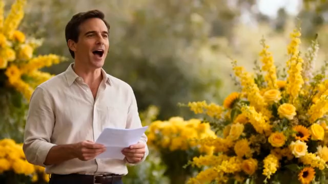  户外男子手持纸张朗读958#横屏 	 