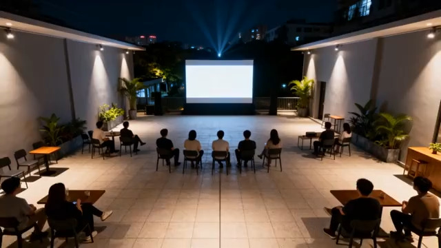  户外露天电影夜场景956#横屏 	 -
