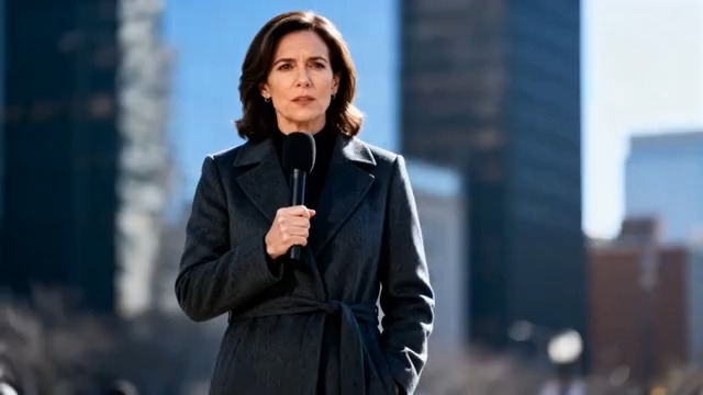  户外演讲的职业女性962#横屏 	 