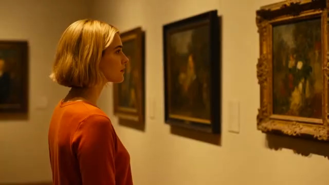  红衣女子看画展929#横屏 	 