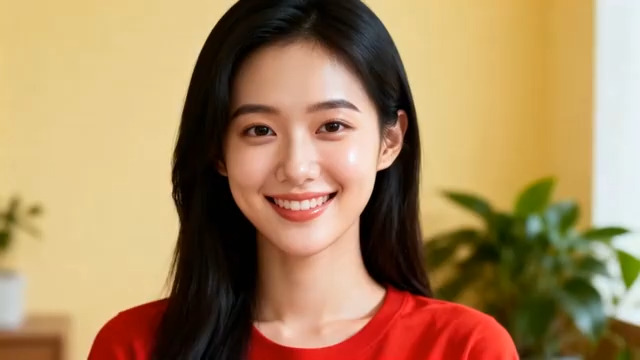  红衣女孩微笑合集927#横屏 	 