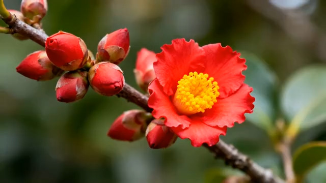  红色山茶花特写镜头906#横屏 	 