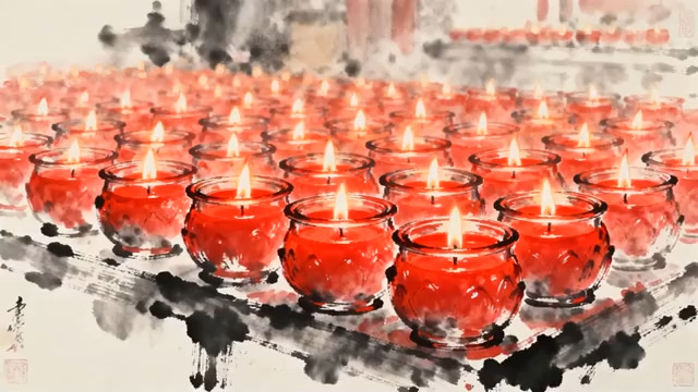  红色蜡烛烛光祈福背景901#横屏 	 - 