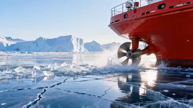  红色破冰船极地航行904#横屏 	 
