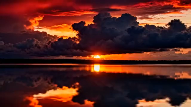  红日映云海绝美日落890#横屏 	 