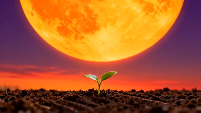  红日下的幼苗生长889#横屏 	 