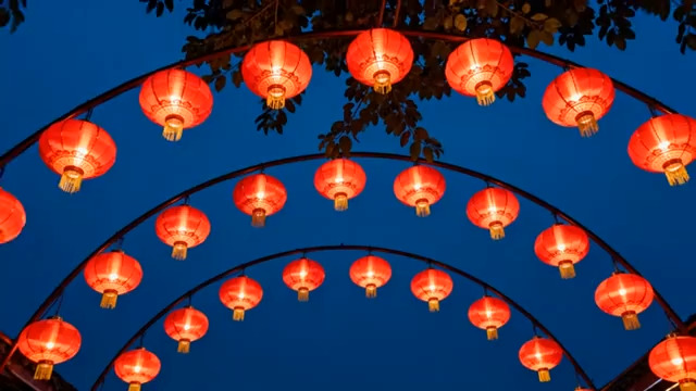  红灯笼装饰夜景871#横屏 	 