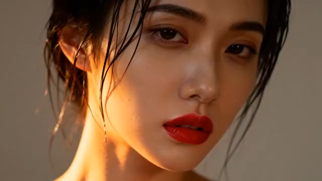  红唇湿发逆光人像862#横屏 	 -