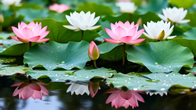  荷塘莲花绽放美景854#横屏 	 - 