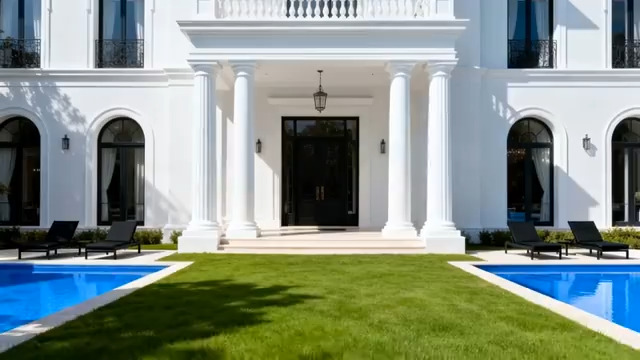  豪华白色别墅外观845#横屏 	 