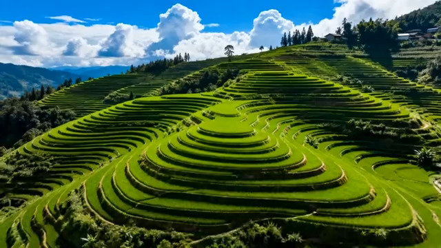  航拍绿色梯田景观823#横屏 	 