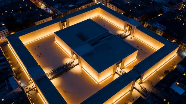  航拍灯光建筑夜景809#横屏 	 