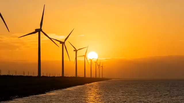  海上风电日落景观790#横屏 	 