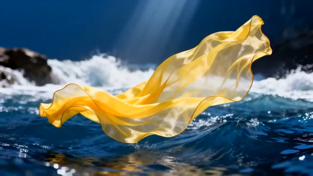  海浪中的黄色绸缎784#横屏 	 
