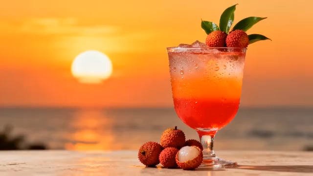  海边日落荔枝特饮763#横屏 	 