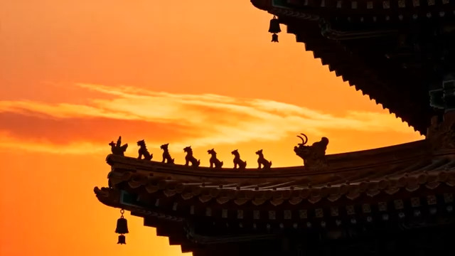  故宫角楼日落剪影727#横屏 	 