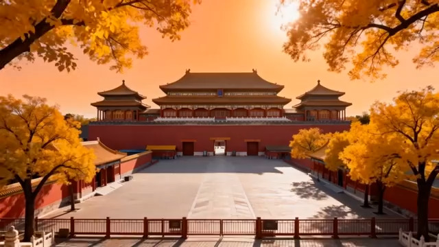  故宫秋景日落延时730#横屏 	 