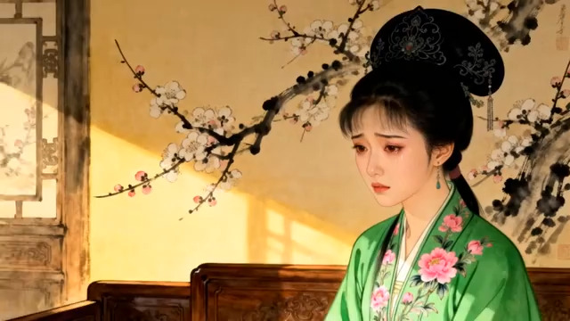  古装女子忧愁神态特写708#横屏 	 