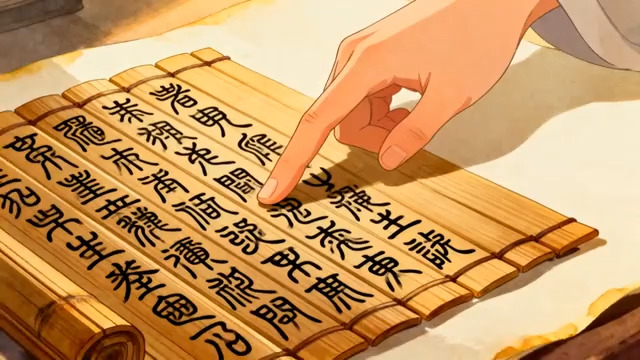  古人手指点读竹简697#横屏 	 