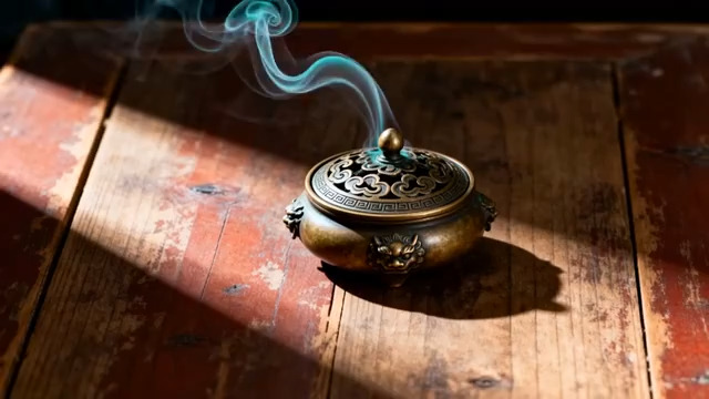  古铜香炉青烟袅袅700#横屏 	 