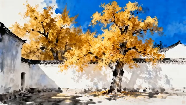  古墙映金秋696#横屏 	 