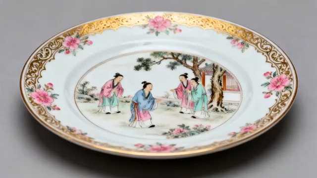  古风人物瓷盘摆件666#横屏 	 