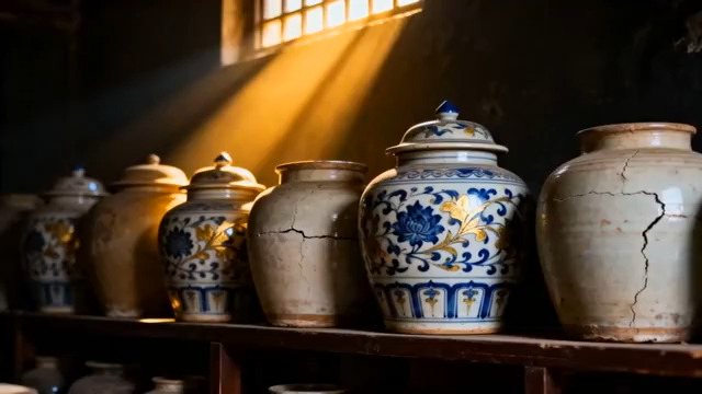  古风陶罐陈列光影668#横屏 	 