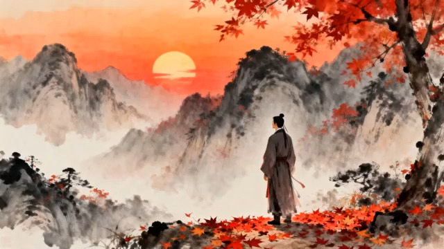  古风山水人物背影667#横屏 	 