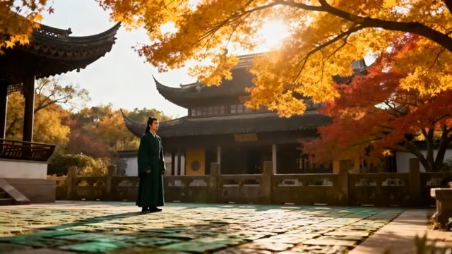  古风男子秋日元林静立662#横屏 	 - 