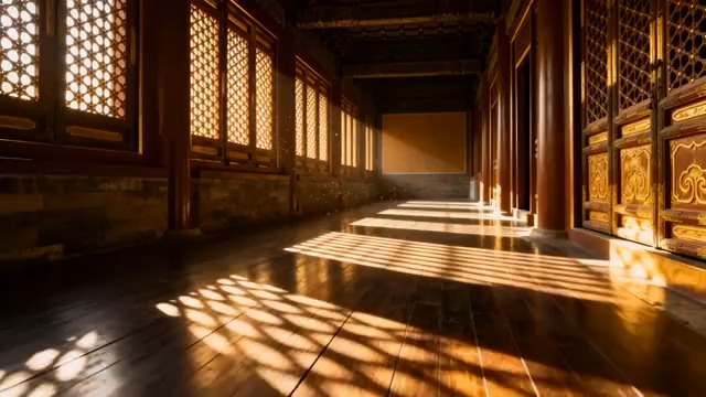  古风宫殿走廊光影655#横屏 	 