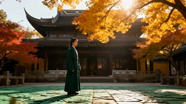  古风男子庭院秋思663#横屏 	 